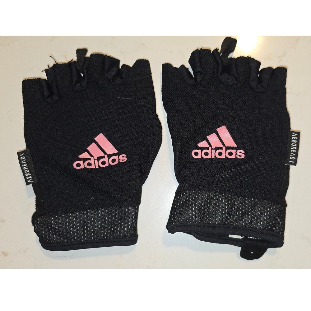 Adidas Aeroready Fingerless Training Gloves Black Pink Gym Weightlifting Small
